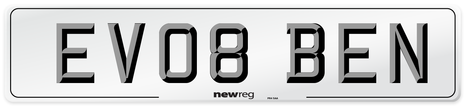 EV08 BEN Number Plate from New Reg